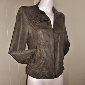 Forever 21 XXI Moto Jacket Olive Sz Junior M